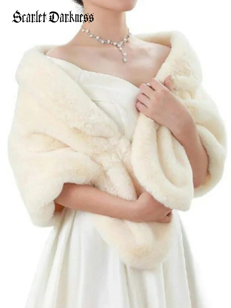 belle poque 2025 Winter Soft Faux Fur Thick Shawl/Coats 4 145CM*40CM