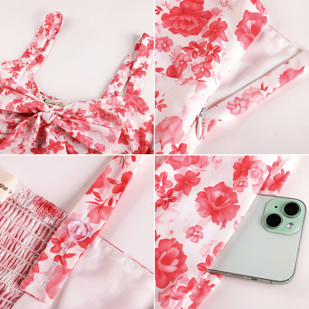 belle poque Womens Summer Dresses Floral Corset Dress Tie Front Cottagecore Dress