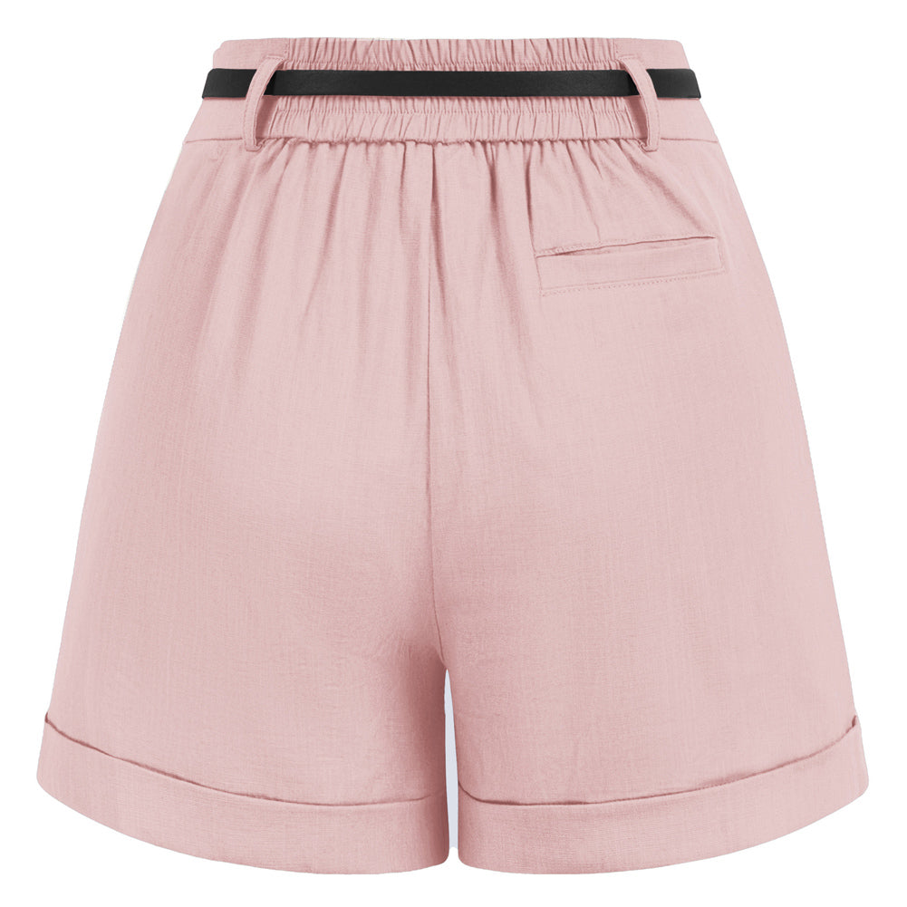 belle poque 2026 Spring Summer Classic Bermuda Short Wide Leg Shorts with Pockets & Belts