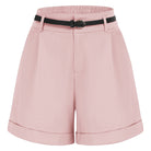 belle poque 2026 Spring Summer Classic Bermuda Short Wide Leg Shorts with Pockets & Belts Pink