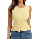 belle poque Button Down Tank Tops Ribbed Summer Vest for Work Going Out