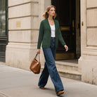 belle poque Vintage Cardigan Sweater Blazer V Neck Shawl Lapel Collar with Pockets