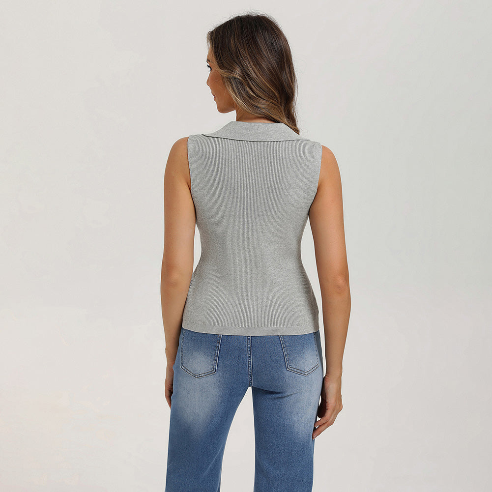 belle poque Women's Button Down Tank Tops Collared Slim Fit Office Tops