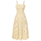 belle poque Long Fairy Dress with Ruffle Trim Empire Waist Dress for Women Summer Yellow