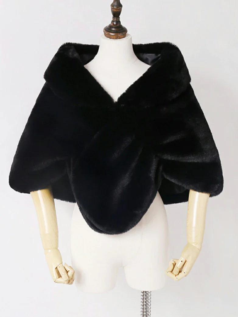 belle poque 2025 Winter Soft Faux Fur Thick Shawl/Coats 1 145CM*40CM