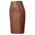 belle poque Midi Leather Skirt for Women High Waist Bodycon Pencil Skirts Work Outfits
