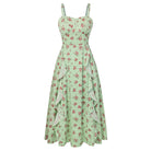 belle poque Long Fairy Dress with Ruffle Trim Empire Waist Dress for Women Summer Green Floral