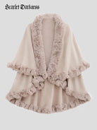 belle poque 1980s Christmas Double-layer Fur Collar Cape Ivory 85cm*130cm