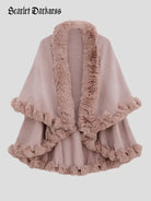 belle poque 1980s Christmas Double-layer Fur Collar Cape Pink 85cm*130cm