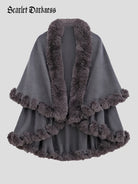 belle poque 1980s Christmas Double-layer Fur Collar Cape Grey 85cm*130cm
