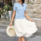 belle poque 2026 Women Spring Vintage Chiffon Skirt Below Knee Flared A-Line Skirt