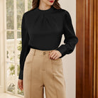 belle poque Womens Long Sleeve Satin Blouse Dressy Casual Business Tops Shirts for Office Work