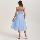 belle poque 1950s Vintage Gingham Dress for Women Sweetheart Neckline Dresses with Pockets