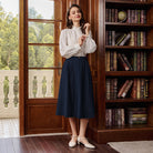 belle poque Women Vintage Swing Skirt Mid-Calf Length A-Line Skirt