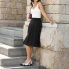 belle poque 2026 Women Spring Vintage Chiffon Skirt Below Knee Flared A-Line Skirt