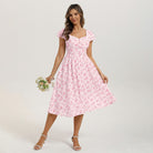 belle poque Women's Sweatheart Floral Dress 2026 Spring Ruched Midi Garden Party Dress
