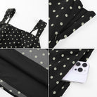 belle poque Women Vintage Polka-Dots Date Dress Square Neck Above Knee A-Line Dress