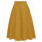 belle poque Belle Poque Women's Vintage A-Line Skirt with Slit Hem Golden Rod
