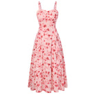 belle poque Long Fairy Dress with Ruffle Trim Empire Waist Dress for Women Summer Pink