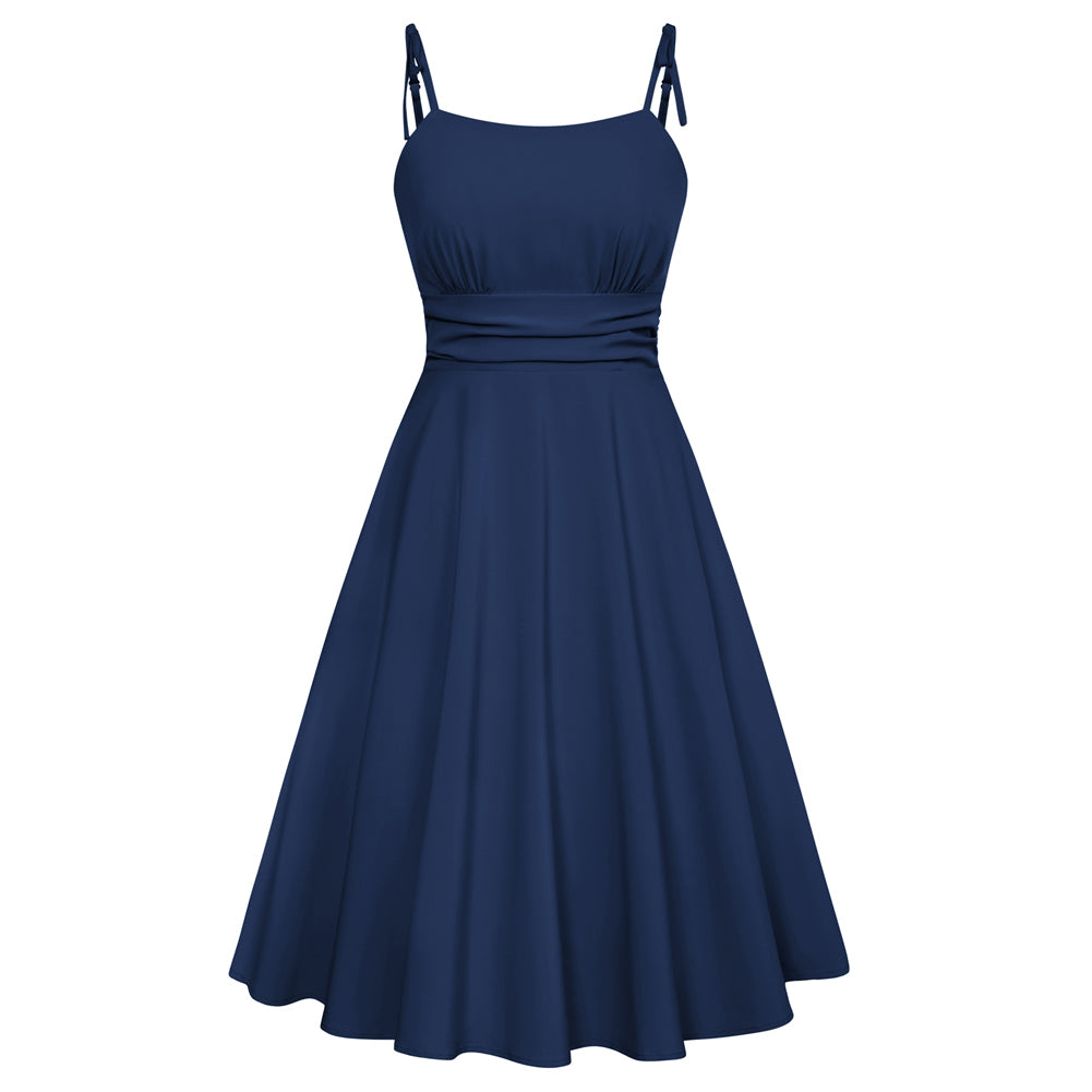 belle poque 2026 Summer Dresses for Women Midi Sun Dress Cute Date Casual Dress with Pockets Dark Blue