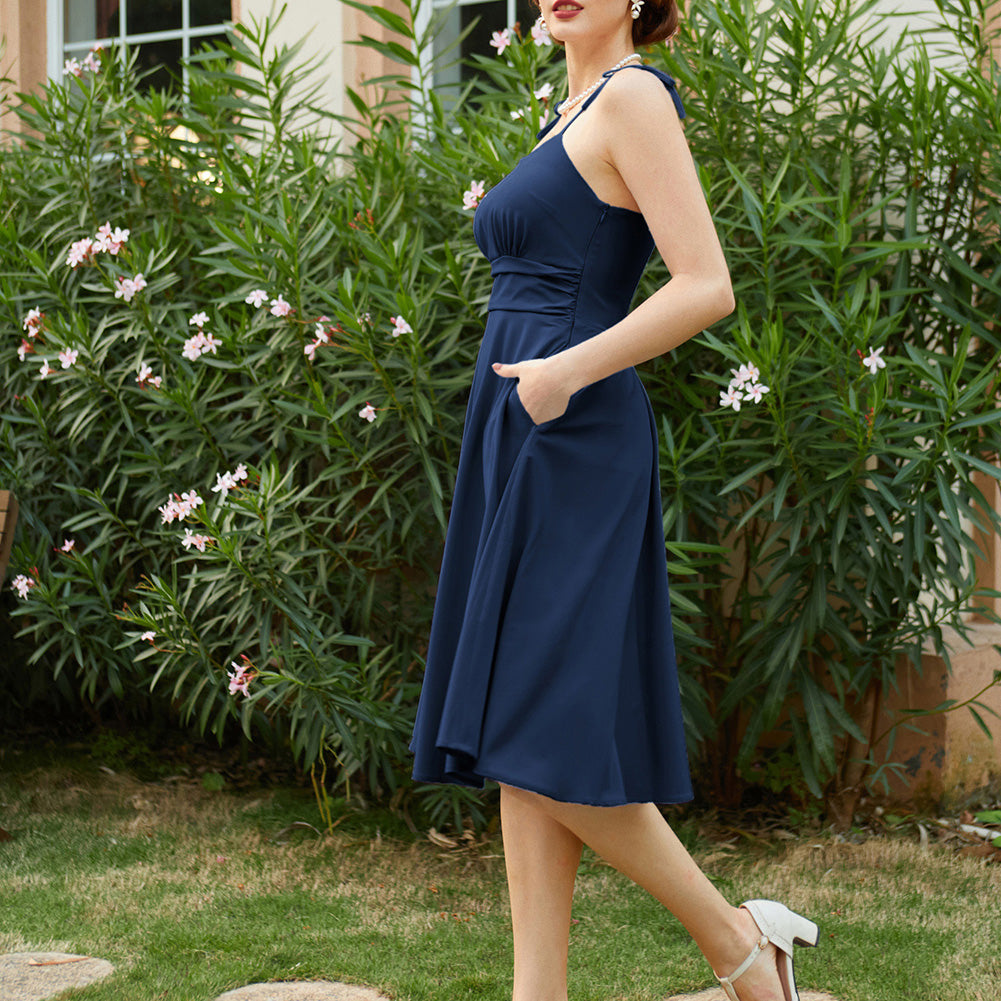 belle poque 2026 Summer Dresses for Women Midi Sun Dress Cute Date Casual Dress with Pockets