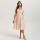 belle poque Women's Sweatheart Floral Dress 2026 Spring Ruched Midi Garden Party Dress