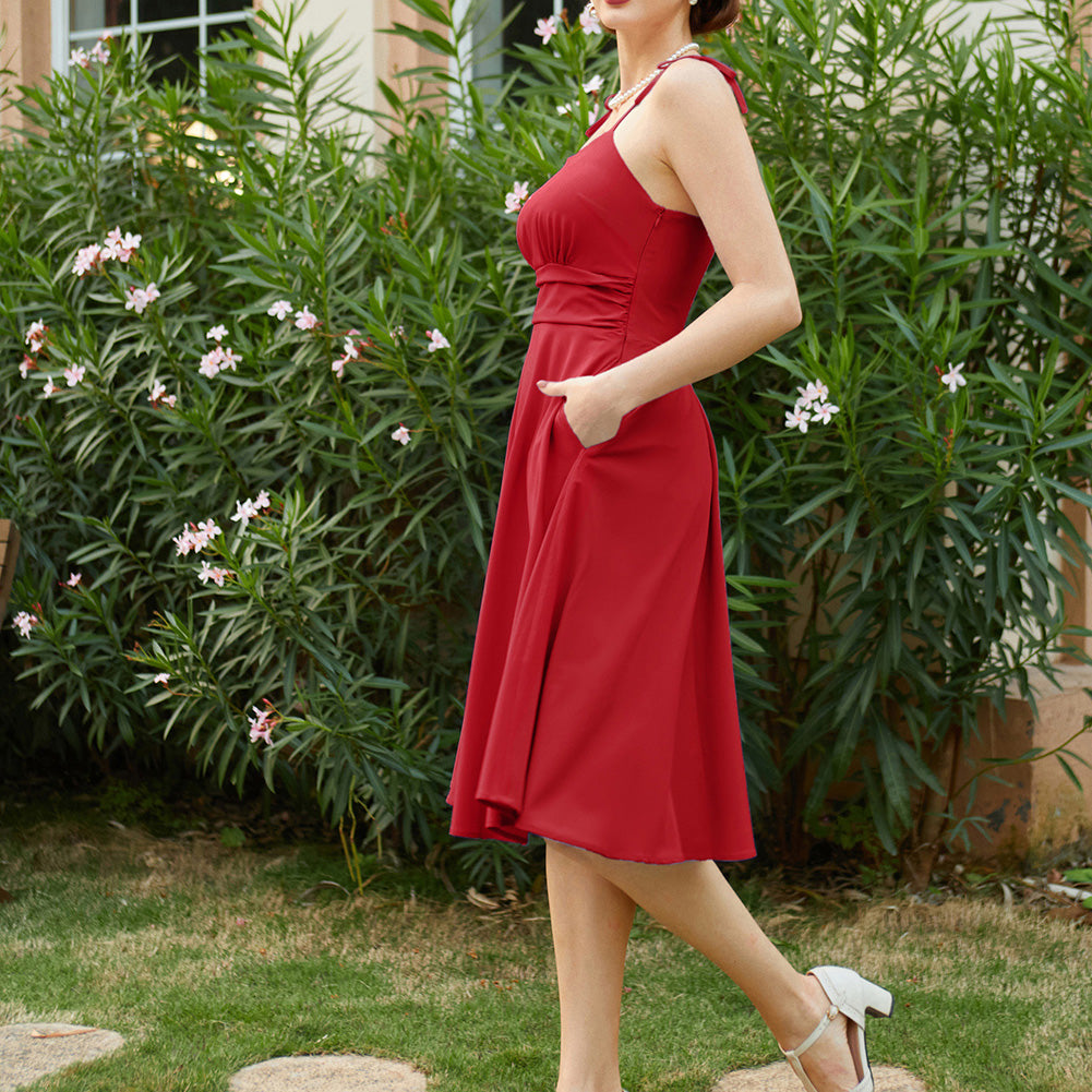 belle poque 2026 Summer Dresses for Women Midi Sun Dress Cute Date Casual Dress with Pockets