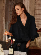 belle poque 1980s Christmas Double-layer Fur Collar Cape