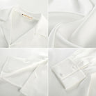 belle poque Women Vintage Shirt OL Long Sleeve Lapel Collar V-Neck Button-up Tops