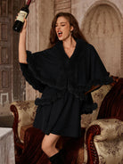 belle poque 1980s Christmas Double-layer Fur Collar Cape