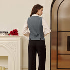 belle poque Women Handkerchief Hem Vest Coat Surplice V-Neck Slit Back Waistcoat