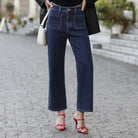 belle poque Women's Straight Leg Jeans Mid Rise Wide Leg Denim Pants with Pockets