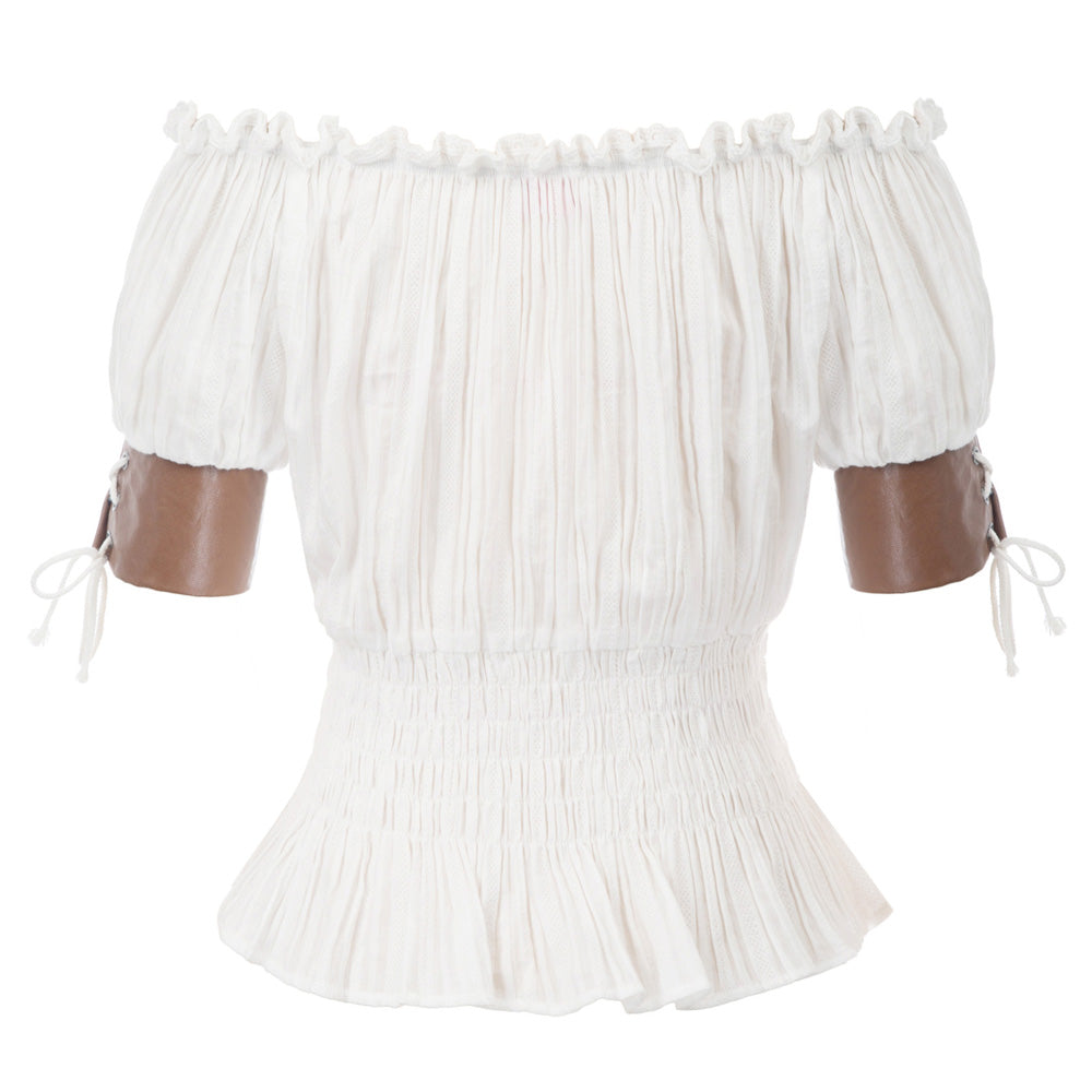 belle poque Steampunk Victorian Half Sleeve Boho Off Shoulder Pirate Tops