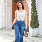 belle poque Women Vintage Handkerchief Hem Vest Square Neck Cropped Length Vest Coat