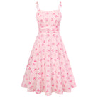 belle poque 2026 Summer Dresses for Women Midi Sun Dress Cute Date Casual Dress with Pockets Pink-Floral