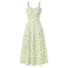 belle poque Milkmaid Dress with Ruffle Trim Empire Waist Dress for Women Summer Green Floral