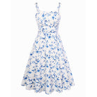 belle poque 2026 Summer Dresses for Women Midi Sun Dress Cute Date Casual Dress with Pockets Blue-Floral