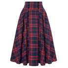 belle poque Plaid Skirts for Women High Waisted Midi Skirt A-line Pleated Fall Skirts 2025 Red