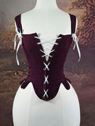 belle poque Victoria Stretch Twill Cotton Herringbone Corset Tops Purple