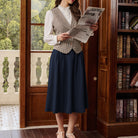 belle poque Women Vintage Swing Skirt Mid-Calf Length A-Line Skirt