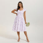 belle poque Women's Sweatheart Floral Dress 2026 Spring Ruched Midi Garden Party Dress