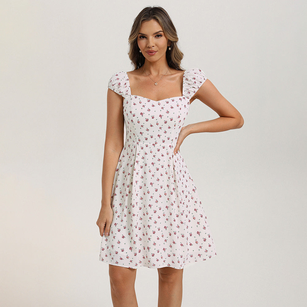 belle poque Mini Floral Dress 2026 Cap Sleeve Flowy Date Short Cute Dress