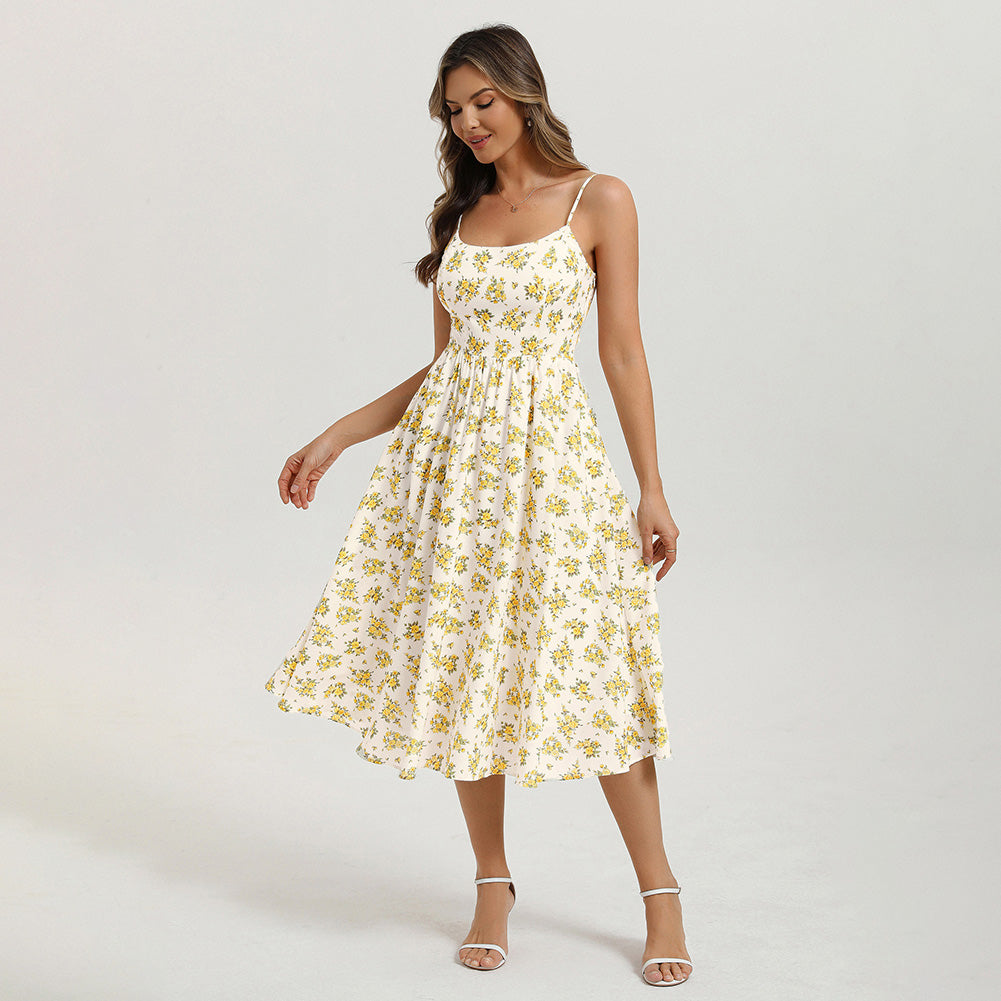 belle poque Floral Dress for Women 2026 Summer Sleeveless Midi A-line Beach Sundresses