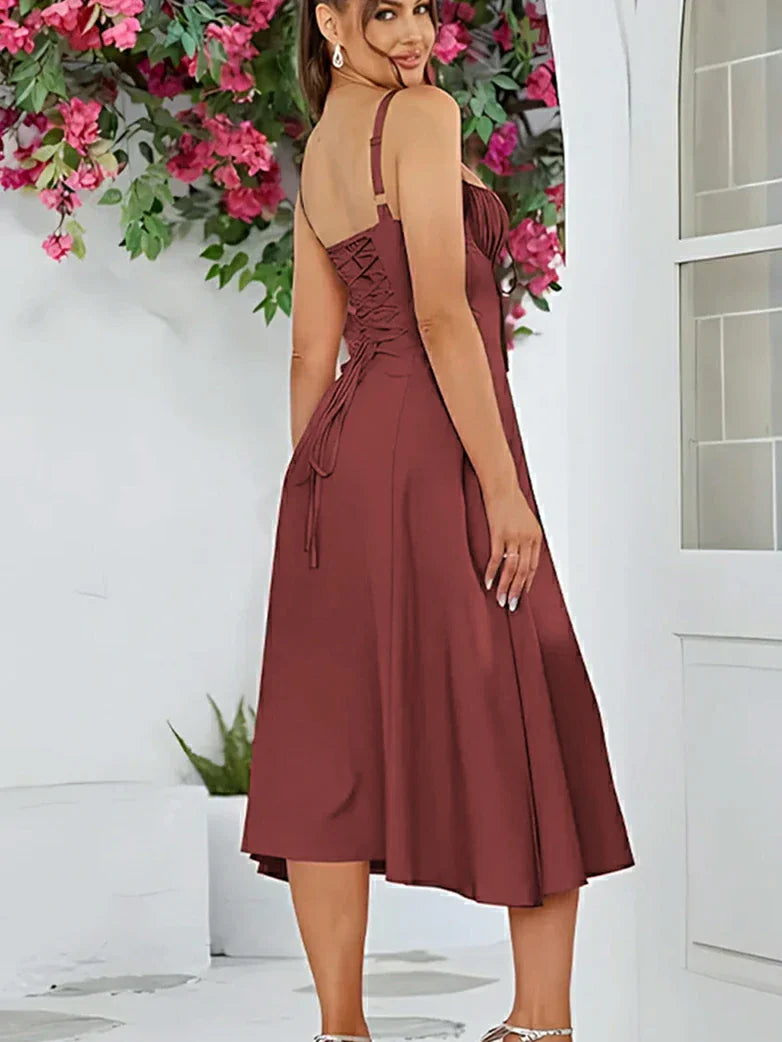 belle poque 2025 Ruched Bust Split Thigh Cami Sundress