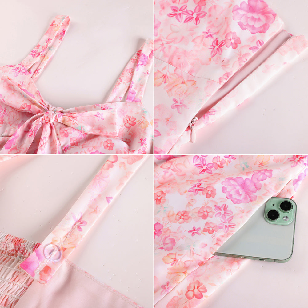 belle poque Womens Summer Dresses Floral Corset Dress Tie Front Cottagecore Dress