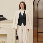 belle poque Women Handkerchief Hem Vest Coat Surplice V-Neck Slit Back Waistcoat