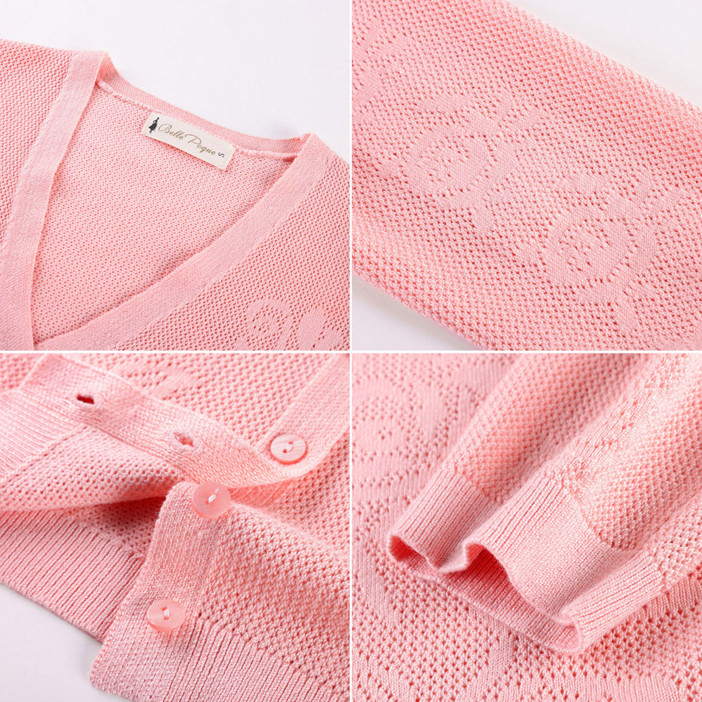 belle poque Women's Lace Cardigan Lightweight 3/4 Sleeve Button Down Cardigans