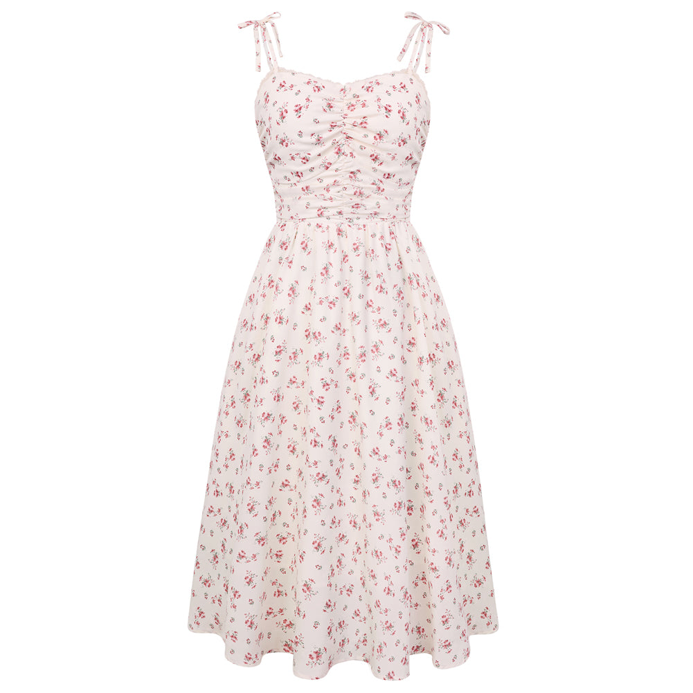 belle poque Women Spring Summer Wedding Guest Dress 2026 Midi Tea Party Ruched Sundress Pink