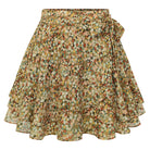 belle poque Women's Flowy Ruffle Mini Skirt with Shorts Underneath Boho Skirt Summer Skirt Yellow