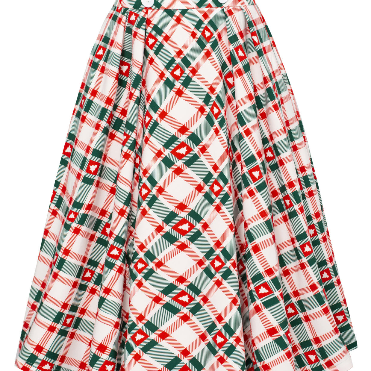 Seckill Offer⌛Buttons Decorated Plaid Patterns Elastic Waist High Waist Swing A-Line Skirt
